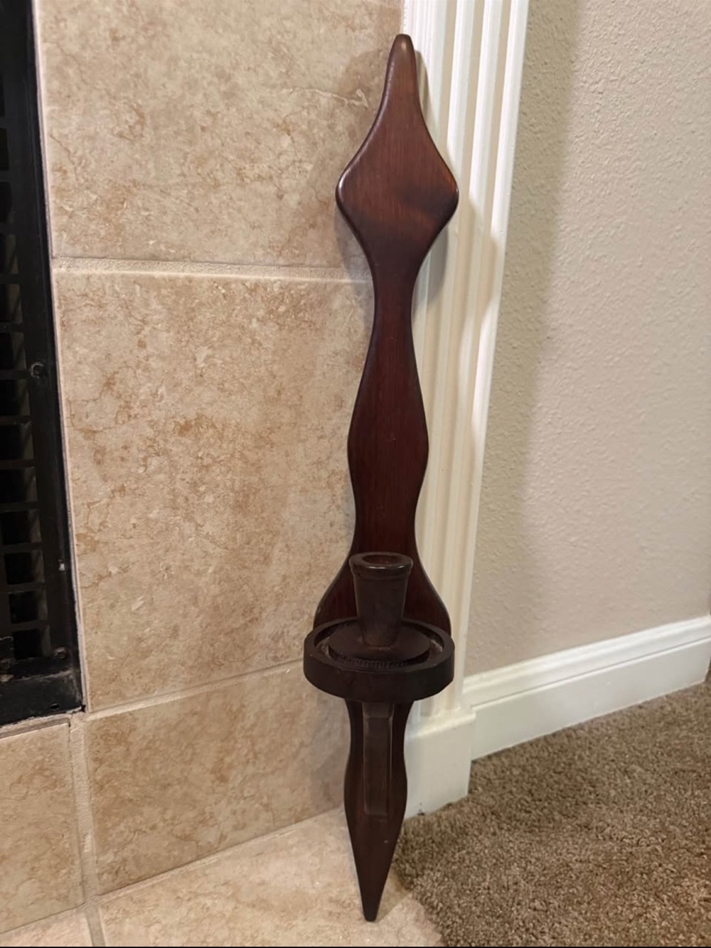 Vintage Wood Wall Sconce Candle Holder - Dark Brown